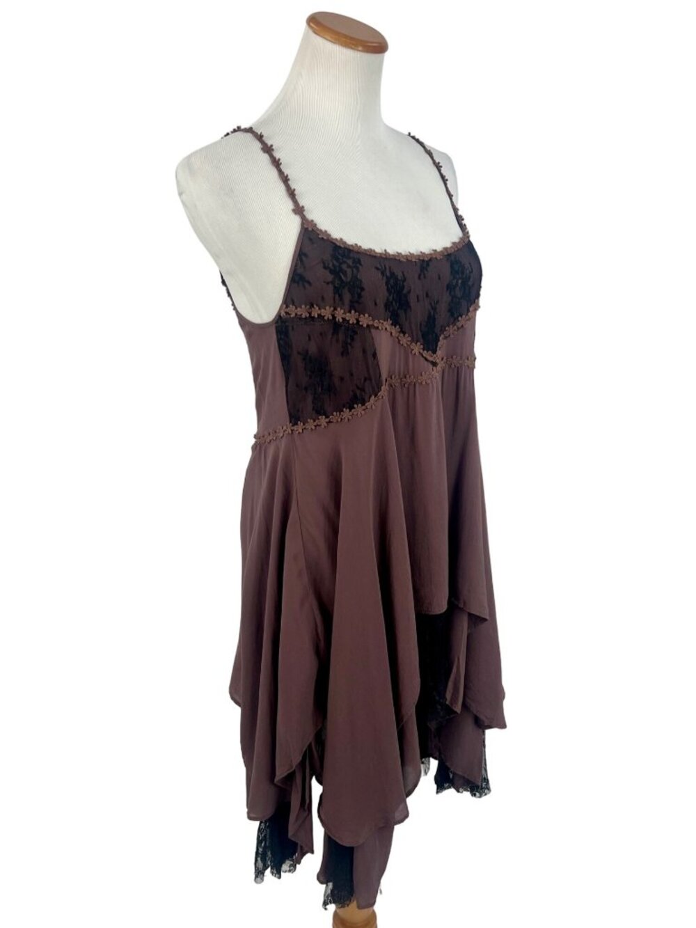 RARE Free People Pieced Together Layered Lace Slip Dress S | Boho Grunge Fairy - Picture 8 of 16